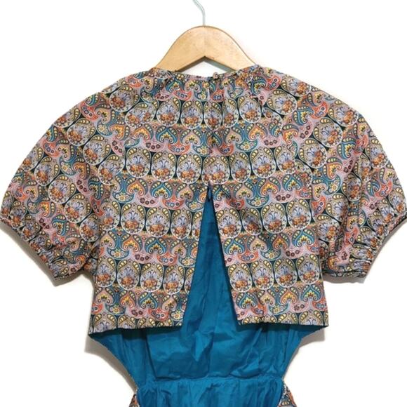 J Crew Liberty Fabric Floral Dress Side Cut Out Midi Boho Summer Blue Pink 6 - Picture 11 of 16